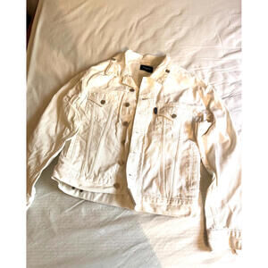 Kooples distressed denim jacket sz Medium White